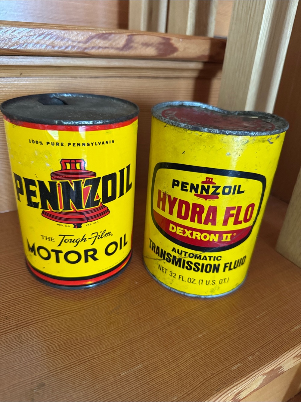2 display Pennzoil Cans, collectible, vintage, man cave, automotive, graphics